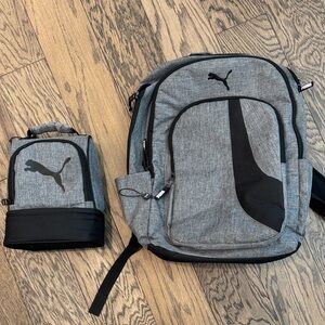 Puma m Gray and Black Backpack and Lunchbox Duo